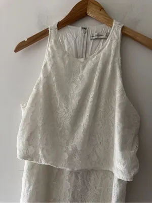 Abercrombie & Fitch White Lace Overlay‎ Tiered Dress thumbnail 3