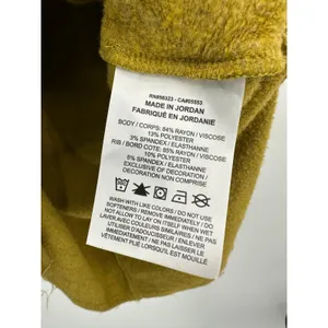 Nike Dri-fit Sweatshirt‎ Women XS Mustard Yellow Hoodie Cut Off Yoga Fringe thumbnail 9