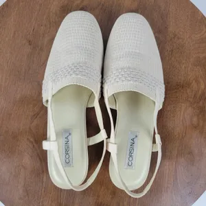 Corsina Louise Women Sandals Size 10 Cream Woven Closed Toe Slingback Mule Flats thumbnail 3