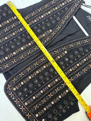 ZARA Embroidered Mirror Vest Black Boho Festival Artisan Western Statement L thumbnail 5