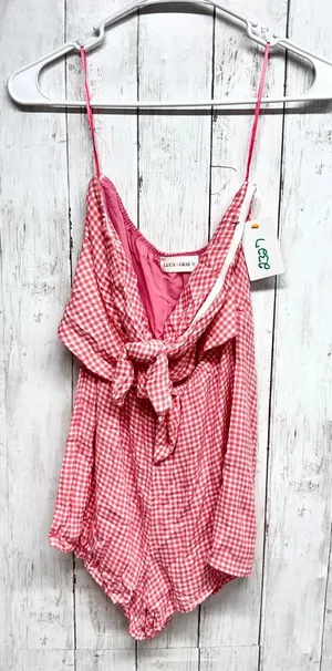 Luca + Grae Romper Women Cottage Small Red Gingham‎ Plaid Tie Front Sleeveless thumbnail 1