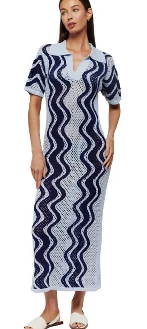 Brodie Wispr Wave Pointelle Maxi Dress- Frost Blue/Insignia‎ Blue thumbnail 1