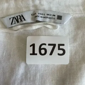 ZARA White Linen Blend Crop Button Up Shirt Boxy Minimalist Bohemian SZ L #1675 thumbnail 13