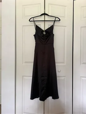 NWT Petal & Pup Maklim Keyhole Cut Out Satin Midi Dress Black Size 6 thumbnail 9