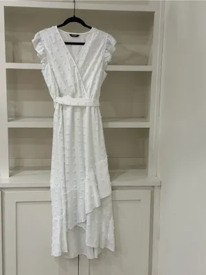 White Floral Wrap Maxi Dress with Tie Waist thumbnail 2