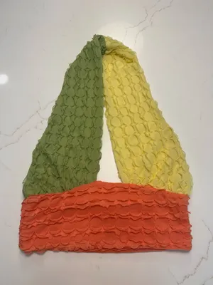 Orange, Yellow, & Green Textured Bandeau Halter Top thumbnail 2