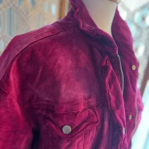 Free People Hot Pink Velvet Trucker Jacket Oversized thumbnail 2