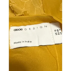 NEW Asos Mustard Yellow High Neck Long Puff Sleeve Fit & Flare Mini Dress Size 6 thumbnail 5