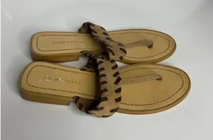 Colin Stuart Sandals‎ Womens 8 Tan Good Whipstitch Suede Thong Flat 160159-017 thumbnail 1