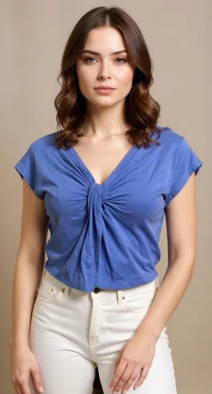 Michael Michael Kors Blouse Women's Medium‎ Blue Twist Front Knot Tunic Top thumbnail 1