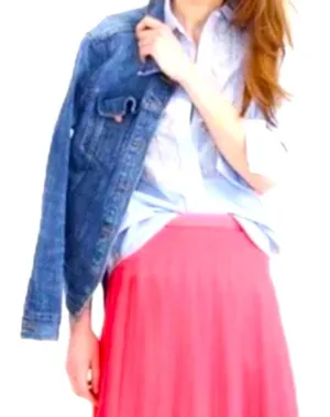 J. Crew Orange Pink Midi A-Line Skirt thumbnail 1