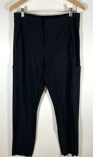Athleta Stella‎ Shale Black Ankle Zip Stretch Trouser Pants Women's Size 12 thumbnail 1