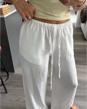 Musera White Flowy Pants thumbnail 3