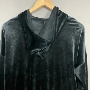 Felina Velour Zip-Up Hoodie Sweatshirt Jacket Black Pockets Women Size Medium thumbnail 5