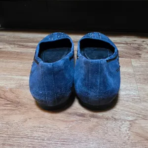 Donald Pliner Navy Suede Rhinestone Embellished Ballet Flats thumbnail 4