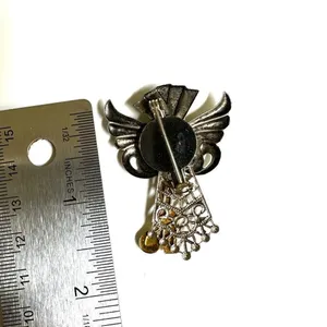 Vintage angel bowling silver and gold tone brooch thumbnail 4