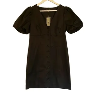 J.Crew NWT black button front puff sleeve dress size 8 thumbnail 2