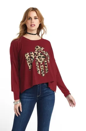 Ariat Ladies Jungle Queen Red Long Sleeve Top Size Size Large Soft Comfort thumbnail 1