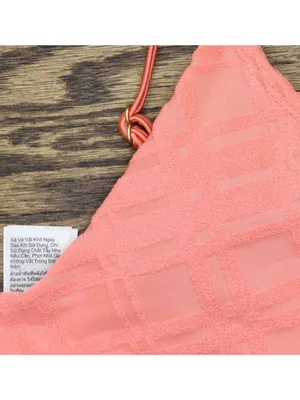 NEW Cotton On Womens Super Scoop-Neck Bikini Top Shell Pink Terry Jacquard S thumbnail 8