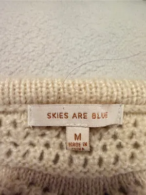 Skies Are Blue Cream Open-Knit Sweater with Black Wave Stripes thumbnail 3