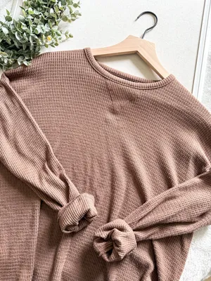 American Eagle Waffle Knit Crewneck Pullover Oversized Neutral Size Small thumbnail 2