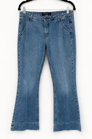 American Eagle Wide Leg Jeans Size 12 Blue Vintage Y2K 2003 Boho Skater Tall‎ thumbnail 1
