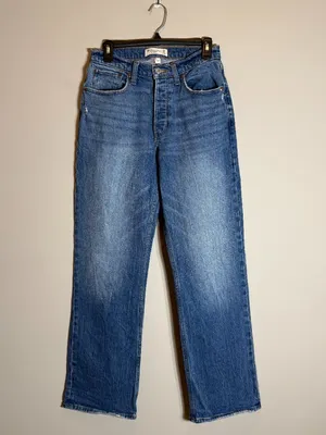 Abercrombie & Fitch Curve Love 90s Baggy Low Rise Denim Jeans Women's 25 0R Blue thumbnail 3