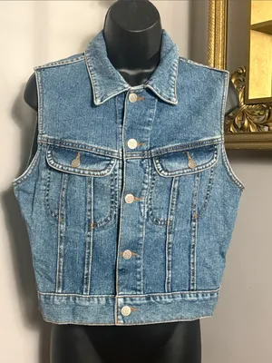 Nada Nuff by Contempo Casuals VINTAGE Large Denim Jean Vest thumbnail 1