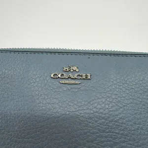 Coach Zip Around Wallet Dusty Blue Pebbled Leather Wallet thumbnail 2