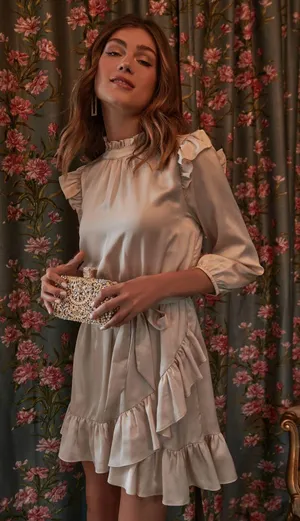 NWT Champagne Asymmetrical Dress thumbnail 1