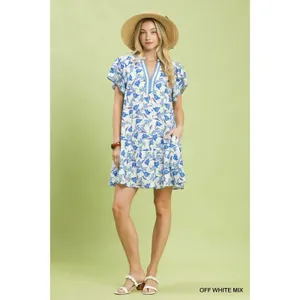 Umgee Floral Flutter Sleeve Tiered Dress‎ - Large thumbnail 5