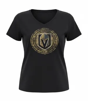 Vegas Golden Knights NHL Women's Black V-Neck Graphic T-Shirt Size Large thumbnail 1