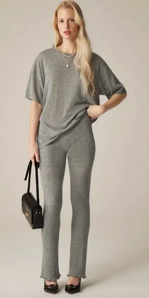 J.Crew Spring Street ribbed featherweight cashmere flare pant thumbnail 1