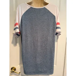Women’s Large Blue Varsity Tunic Top Raglan Colorblock Red White Oversize Sporty thumbnail 3