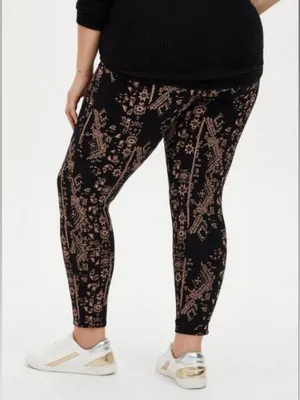 Torrid Signature Waist Premium Black Peach Geometric Leggings 2 2X 18 20 NWT thumbnail 3