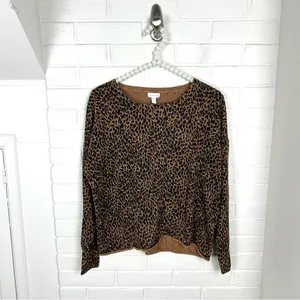 Garnet Hill Silk Cotton Animal Print Lightweight Knit Sweater Size S thumbnail 2