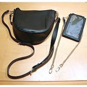 Black Vegan Leather Crossbody Bag With Cellphone Matching Separate Purse 2 In 1 thumbnail 1