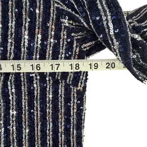 Anthropologie Flat White Sequin Stripe Midi Dress Womens M Blue Evening Cocktail thumbnail 9