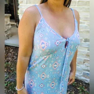 NWT Simply Southern Aztec Print Maxi Dress Blue Pink Size XXL thumbnail 5