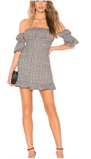 Tularosa Angie Grey Off Shoulder Dress Preppy Revolve acadamia thumbnail 1