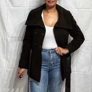 Cole Haan Chocolate Pea Coat Jacket Sz 10 thumbnail 9