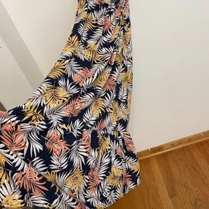 NEW NWT IRIS DISCOVERY Print Tank Maxi Dress Navy Blue Palm Leaf Leaves Floral S thumbnail 16