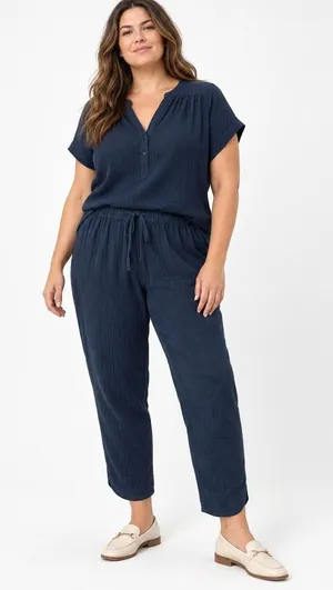 Pact Organic Cotton Fisherman Double Gauze Pull-On Pants XL Dark Blue thumbnail 1