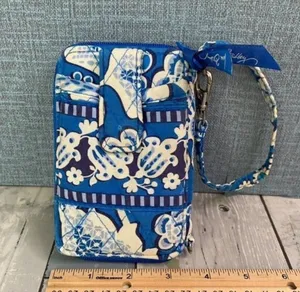 Vera Bradley Small Zippered Wallet in Blue and White thumbnail 1