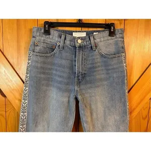 Lucky brand relaxed taper jeans Size 4/27 raw hem side design (4668) thumbnail 3