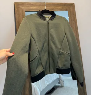 Adidas Olive Green Textured Bomber Jacket thumbnail 1