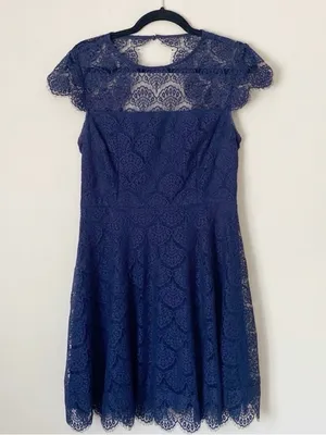 Navy Blue Lace Dress Women’s Size‎ 10 ~ Formal Party Dress ~ Wedding Guest thumbnail 2