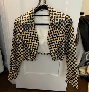 Vintage Checkered Pleather Jacket Multiple thumbnail 3