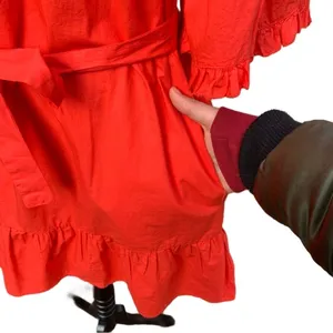 Joie Colstona Square Neck Half Bell Sleeve Ruffle Tomato Red‎ Mini Dress Small thumbnail 5