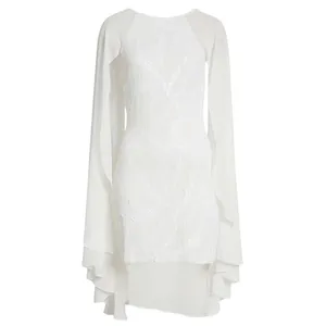 One33 Social White Sequin Cape Minidress Size 10 Bridal Cocktail Sheath thumbnail 2
